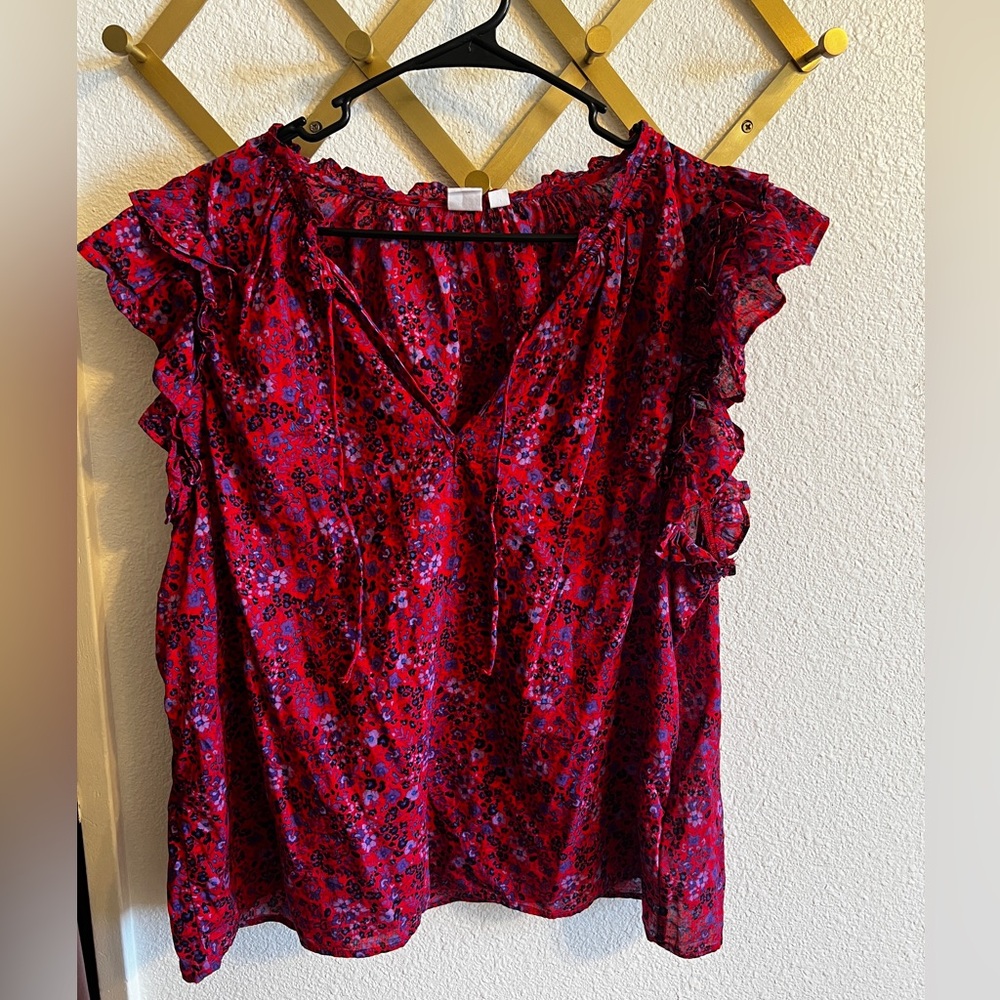 Floral Ruffle Sleeve Top GAP